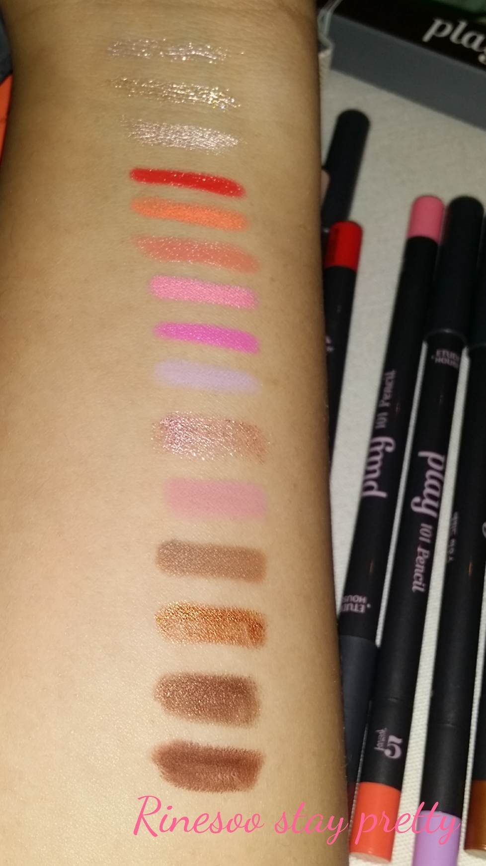 Etude House Play 101 Blending Pencil Swatches: All 25 Shades! - of